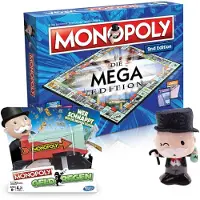 Winning Moves Monopoly Mega 2nd Edition (neue Auflage 2020) + Geldregen + Mr.Monopoly Plüsch