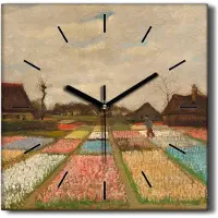Coloray Hodiny Unikátní 30x30 cm Tiché hodiny Pro obývací pokoj a kuchyň Nástěnné hodiny Plátno Černé ručičky hodin - Van Gogh Birnenfelder