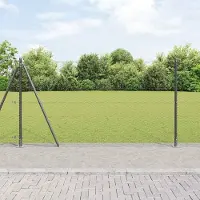Markenlos Sechseckiger Zaun mit Betonfundament, 100 x 1,6 m, graues Netz für Garten und Terrasse mit modernen rechteckigen Zaunpfosten aus Metall, wetterfest und rostfrei für Außenbereiche