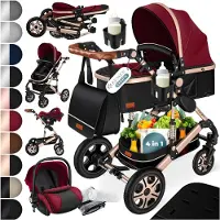 Kesser Loops Kinderwagen 4in1 Kombikinderwagen bis 4 Jahre, inkl. Babywanne, Babyschale & Fußsack