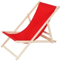 Feel2Home Sonnenliege Strandstuhl aus Holz klappbar ohne Armlehnen mit verstellbarer Rückenlehne, leicht, Länge 128,5 cm, Rot