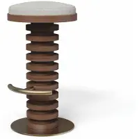 Casa Padrino Luxus Massivholz Barhocker Braun / Creme / Messing H. 75 cm -