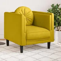 Markenlos Gelber Samtsessel mit Kissen, 1 Stück – weicher Sitzkomfort für Wohnzimmer, Entspannung, Lesen und Fernsehen, modernes Design mit stabilen Beinen
