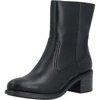 Rieker Damen Stiefelette matt glänzend Blockabsatz Markenprägung 74170, Größe:41 EU, Farbe:Schwarz