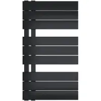 Mert Radiator Design-Badheizkörper ASK Schwarz matt 400 x 1640 mm – Handtuchheizkörper mit Seitenanschluss, 787 Watt, ohne Heizstab