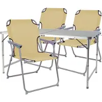 Mojawo 4tlg. Campingmöbel Set Alu wetterfest robust120x60x58/70cm Beige