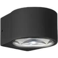 Zafferano Moderne LED-Wandleuchte mit Linse, IP65 für Außen/Innen, Gehäuse aus Aluminium-Druckguss in Dunkelgrau, 6W, 3000K, kompaktes und elegantes Design