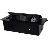 Izoxis Einbausteckdosenleiste - 2x Schuko-Steckdose - 2x USB-Anschlusse - schwarz - 190 cm