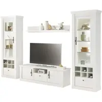 Furn.Design Wohnwand "Fiastra" weiß Pinie Landhaus Wohnkombination 4-teilig, Soft-Close