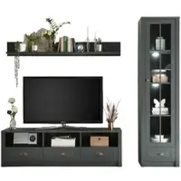 Furn.Design Wohnwand "Forres" 3-teilig grün Landhaus Schrankwand 230 x 198 cm