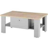 Furn.Design Couchtisch "Rideau" grau Eiche Landhaus Beistelltisch mit Ablage und 2 x Schubkasten 107 x 67 cm