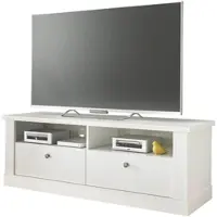 Furn.Design TV-Lowboard "Fiastra" weiß Pinie Landhaus TV Unterteil 132 cm mit Soft-Close