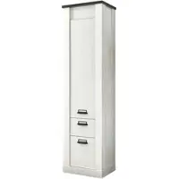 Furn.Design HOCHSCHRANK weiß Pinie, anthrazit Landhaus, Badschrank mit Soft-Close