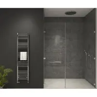 Mert Radiator Badheizkörper Chrom 600 x 1750 mm – Handtuchheizkörper gerade, mit Seitenanschluss, 874 Watt, ohne Heizstab