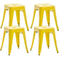 CLP 4er Set Sitzhocker Armin Aus Metall I Stapelbarer Hocker I Sitzhöhe Von 46 cm I Pflegeleichter Arbeitshocker, Farbe: gelb