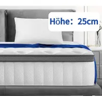 Hiazurm Matratze 180x200, Höhe 25cm,7-Zonen Federkernmatratze , H3, Taschenfederkernmatratze, Premium Taschenfederkern,Matratzen mit Komfortschaum