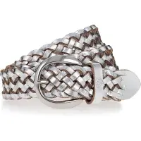 Tamaris Flechtgürtel "Dana Silver", Damen, Gr. 100, silber, Leder, unifarben, Gürtel Flechtgürtel, mit moderner Flechtoptik, aus Leder, in jeder Länge schließbar