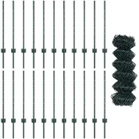 vidaXL Maschendrahtzaun mit Pfosten 25 x 0,8 m PVC-beschichteter Stahl