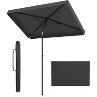 Costway Sonnenschirm Balkon 210x130cm, Balkonschirm rechteckig, beidseitig um 30° knickbar, Gartenschirm mit Tragetasche, Terrassenschirm Sonnenschutz