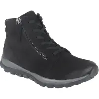 Gabor Schnürboots ROLLINGSOFT, Damen, Gr. 37,5, schwarz, Nubukleder, unifarben, Schuhe Schnürboots, Herbstboots, Stiefelette mit weicher Schaftrandpolsterung