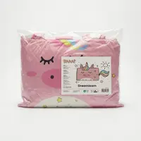 Unyqoos Kinderkissen Luna Einhorn – Kuschelkissen rosa mit Regenbogenmähne, 45 x 27 cm, weicher kühlender Stoff, luftig gefüllt & waschbar