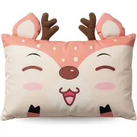 Unyqoos Zelesta Kinderkopfkissen Holley Hertje – braun/beige, 45×27 cm, atmungsaktive Außenhülle, Polyesterfüllung, waschbar, für Kinder