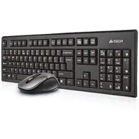 A4Tech 7100N desktop, Volle Größe (100%), Kabellos, RF Wireless, QWERTY, Schwarz, Maus enthalten