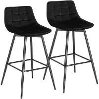 OEM Industrielle Barhocker Set aus 2 - Schwarz - Barhocker mit Rückenlehne - Küchenstühle aus Velvet