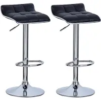 OEM Barhocker Set von 2 - Küche - Schwarz - Barhocker Kunstleder - Höhenverstellbar - Sitzhöhe 62-84cm
