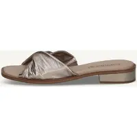 Caprice Damen Pantoletten aus Leder mit Blockabsatz, Beige (Taupe Metallic), 40