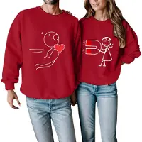 Markenlos Herren-Oversize-Kapuzenpullover für Paare im Partnerlook zum Valentinstag
