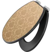 Banjado Design WC Sitz Anthrazit mit Absenkautomatik MDF - Tapete Beige - hochwertiger MDF Klodeckel/WC-Sitz mit Universal Scharnieren für alle gängigen Toiletten [TDA 10057]