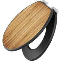 Banjado Design WC Sitz Anthrazit mit Absenkautomatik MDF - Bambusholz - hochwertiger MDF Klodeckel/WC-Sitz mit Universal Scharnieren für alle gängigen Toiletten [TDA 10349]