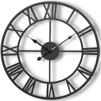 HomeShopXL HSXL - Kleine industrielle Wanduhr aus Metall - 40 cm - Schwarze Wanduhr Ø 40cm, moderne Uhr, dekorative Uhr, Metallwanduhr, Wohnuhr