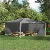 vidaXL Partyzelt-Seitenteil 2 Stk. 400 x 195 cm Hellgrau PE und Stahl