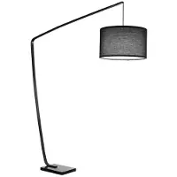 Perenz Schwarze Metall-Bogenstehleuchte, Marmorsockel, modernes Design mit Lampenschirm, Höhe 215 cm, E27-Fassung, max. 40 W -
