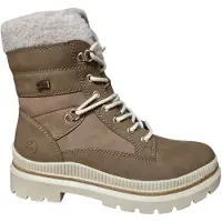 Remonte Winterboots "FIBER-GRIP", Damen, Gr. 43, braun (camelfarben, offwite), Lederimitat, Nubukleder, Textil, Schuhe Winterboots, Schnürstiefelette, Profilsohle, mit Schurwollfutter und TEX
