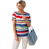 Witt Weiden Ringelshirt in jeansblau-rot-bedruckt | Gr.: 38