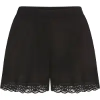 LASCANA Pyjamashorts , Damen, Gr. 32/34, N-Gr, blau (schwarz), Single Jersey, Obermaterial: 100% Viskose, unifarben, loose fit kurz, Hosen Pyjamashorts, mit Spitzenbesatz am Beinsaum