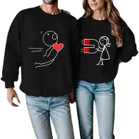 Markenlos Oversized-Kapuzenpullover für Herren und Damen als Paarpullover zum Valentinstag