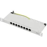 Renkforce RF-4996630, 8-fach Patchpanel, 254 mm (10), CAT 6a, 0,5 HE, Grau, bestückt