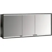 Emco prime 2 Lichtspiegelschrank, 1600 mm, 3 Türen, Unterputzmodell, 949713558, Farbe: schwarz/spiegel