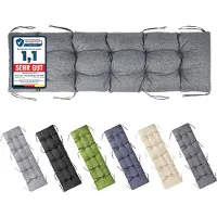 Garronda Bankauflage 180x50 cm ca. 10 cm dick Sitzkissen Outdoor für Gartenbank und Hollywoodschaukel Polster Auflage für Sitzbank wasserabweisend UV-beständig mit Bändern GD-0219 Grau