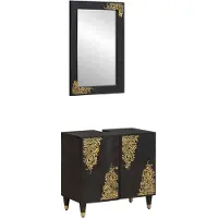 vidaXL Badezimmerschrank-Set 2 stk. Schwarz 62 x 33 x 58 cm