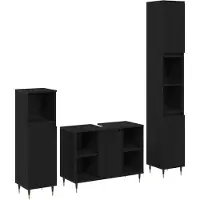 vidaXL Badezimmermöbel-Set 3 stk. Schwarz Eichen-Optik