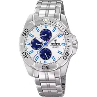 Festina Multifunktionsuhr , silber (silberfarben, silberfarben), Armbanduhren, Herren, Multifunktionsuhr, Armbanduhr, Quarzuhr, Herrenuhr, Edelstahlarmband,bis 10bar wasserd.