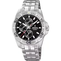 Festina Multifunktionsuhr , silber (silberfarben, schwarz, schwarz), Armbanduhren, Herren, silberfarben, Multifunktionsuhr, Armbanduhr, Quarzuhr, Herrenuhr, Edelstahlarmband,bis 10bar wasserd.