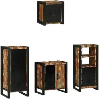 vidaXL Badezimmermöbel-Set 4 Stk. Mehrfarbig und Schwarz