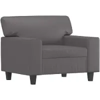 Markenlos Grauer Kunstledersessel 94x77x80 cm mit Metallgestell, bequemer Einzelsessel im modernen Design für kleine Räume, Wohnzimmer, Jugendzimmer und Balkon