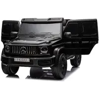 Es-toys Kinderfahrzeug – Elektro Auto „Mercedes G63 AMG“ – Lizenziert –2 Sitzer- 24V 200W, Allrad- 2,4Ghz, MP3+Ledersitz+EVA-Schwarz
